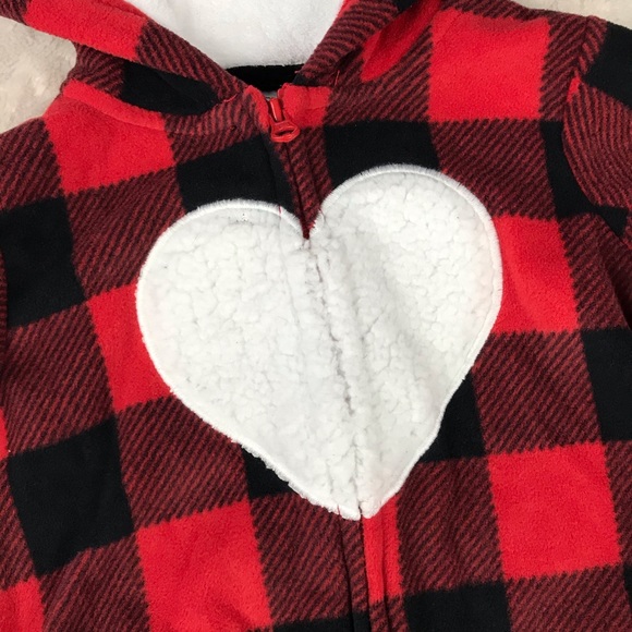 Carter’s Buffalo Plaid Hooded Jacket Heart Red - Picture 3 of 5
